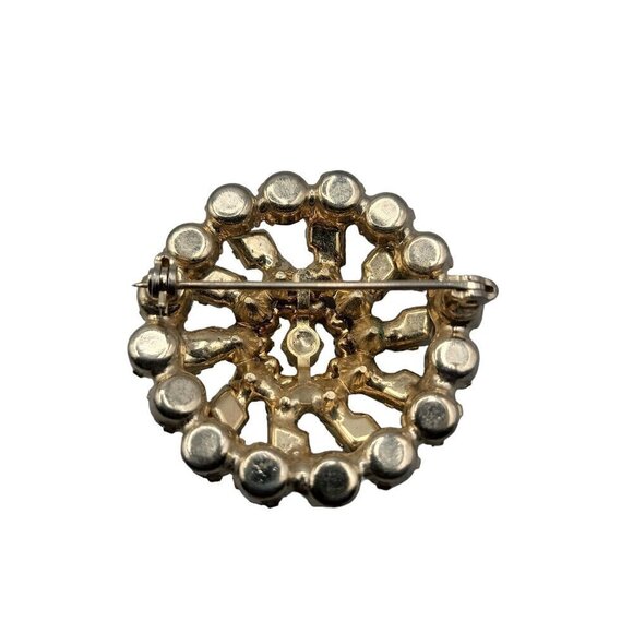 Sparkling Unsigned Rhinestone Brooch Brown Clear Green Stones - Picture 5 of 13